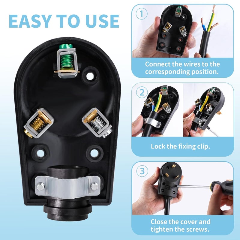 Rvhouse 30 Amp RV Replacement Plug ETL Listed 125 Volt Heavy Duty Male NEMA TT-30P Ergonomic Grip Handle for RV Trailer Caravan Camper (30A Male Plug) - Image 5